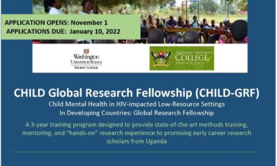 Call for Applications: CHILD Global Research Fellowship (CHILD-GRF) program. Deadline: January 10, 2022