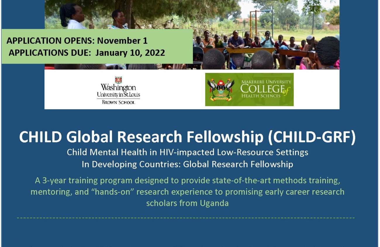 Call for Applications: CHILD Global Research Fellowship (CHILD-GRF) program. Deadline: January 10, 2022