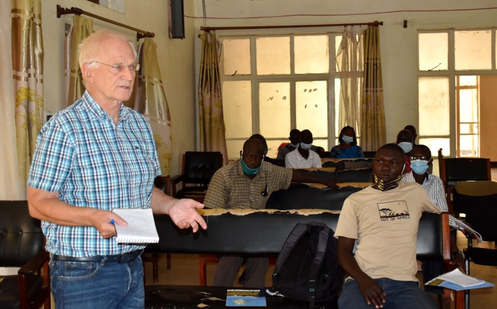 The Welthungerhilfe representative-of one of the partners operating a project in Moroto, contributes to the discussion