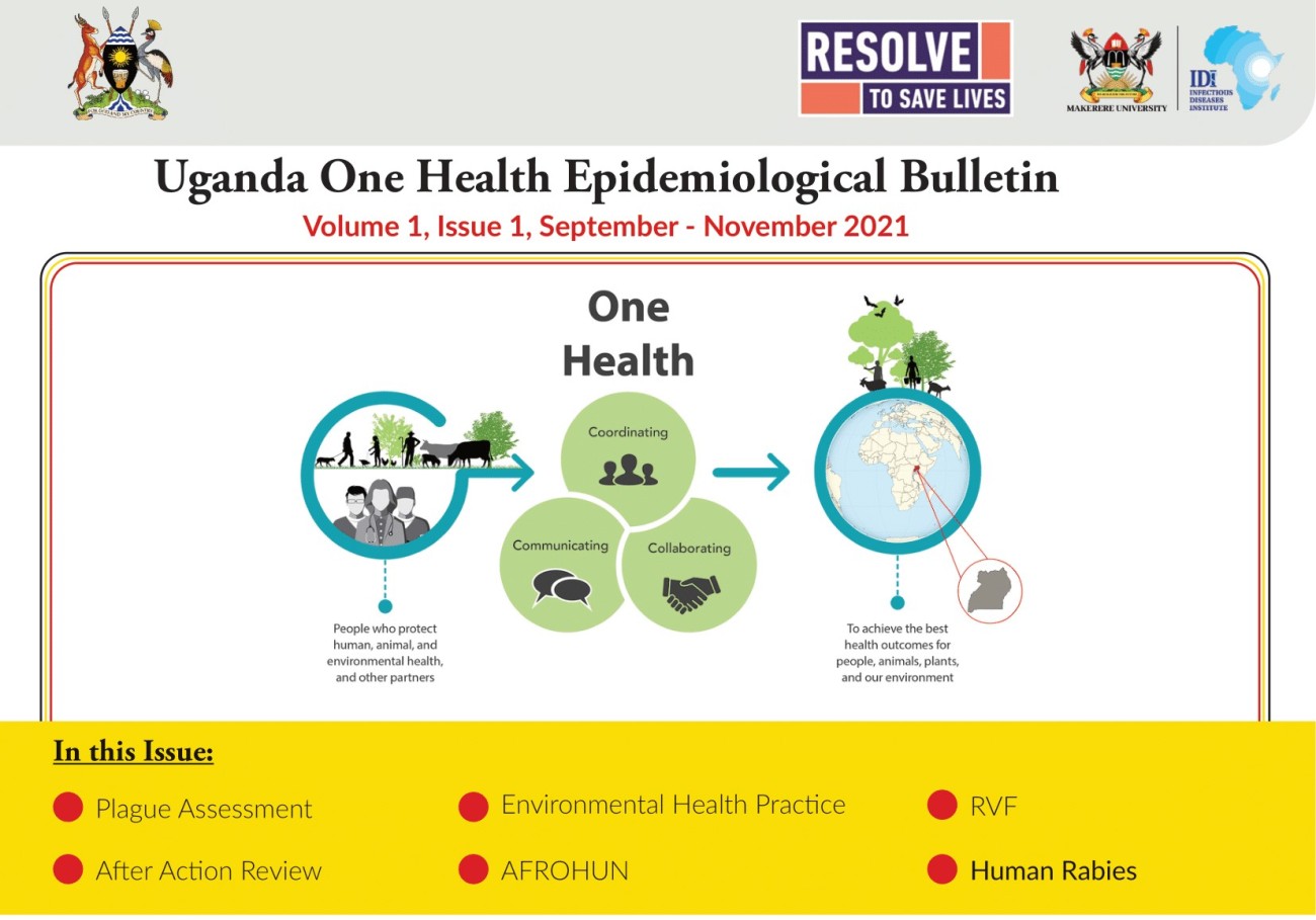 Cover page of the Uganda One Health Epidemiological Bulletin, Volume 1, Issue 1, September - November 2021