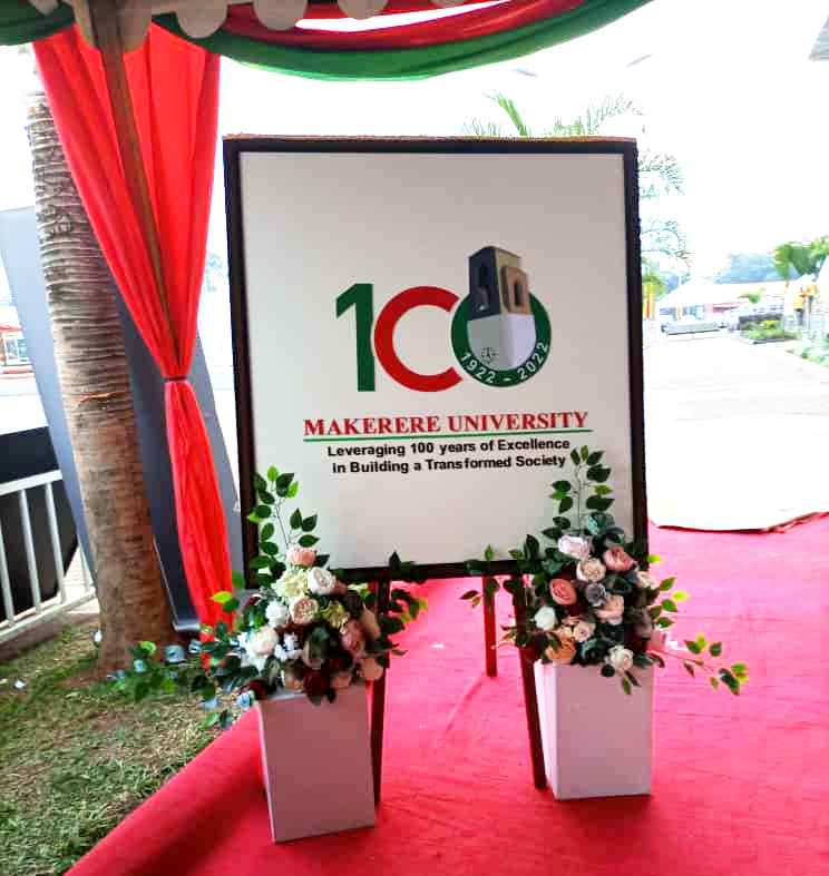 The #MakerereAt100 Logo that was unveiled by H.E. President Yoweri Kaguta Museveni during the 59th Independence Day Celebrations on 9th October 2021 at Kololo Ceremonial Grounds. Photo credit: Harriet Adong