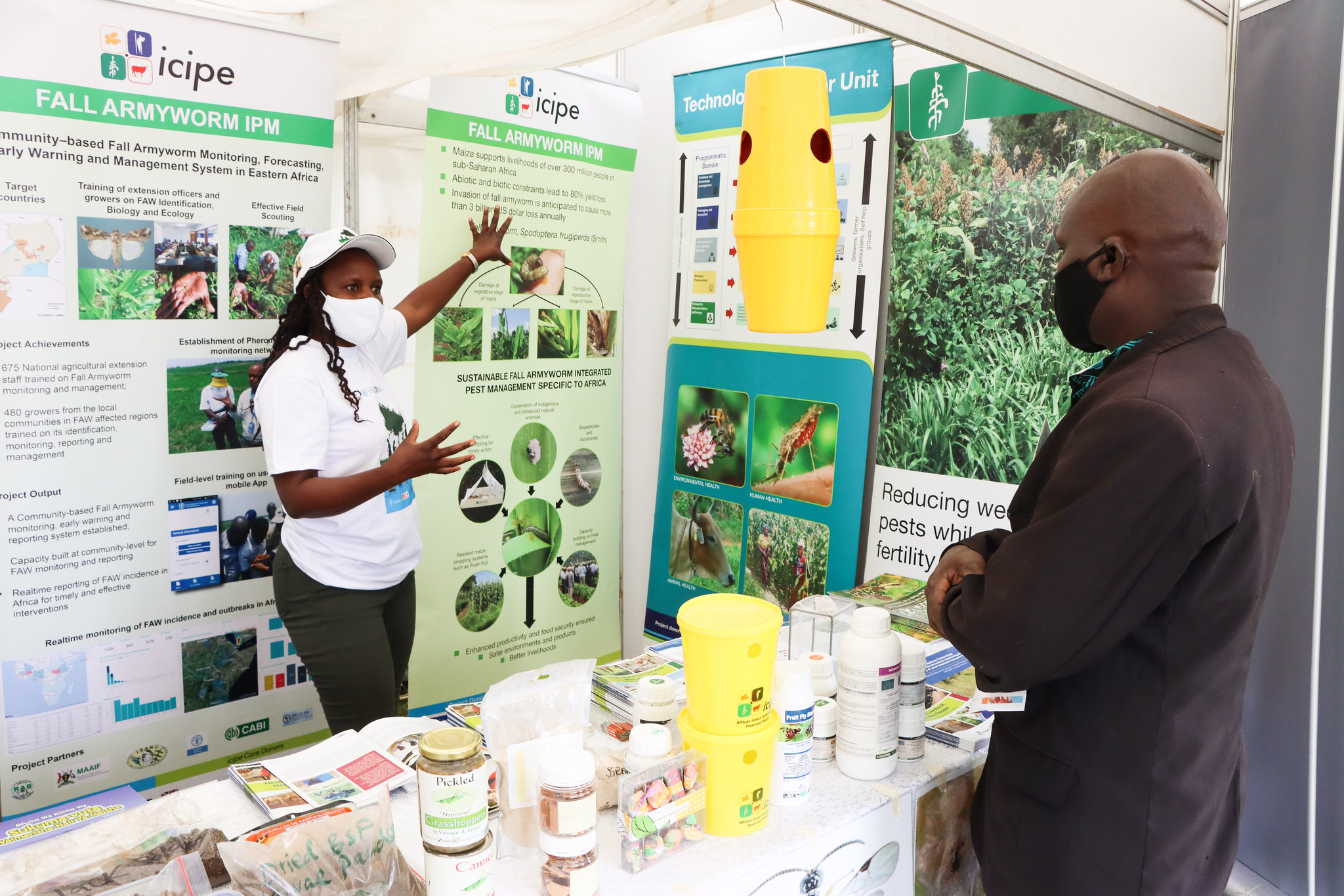 An exhibitor from the International Centre of Insect Physiology and Ecology at the World Food Day Exhibition. Photo credit: ICIPE/Flickr