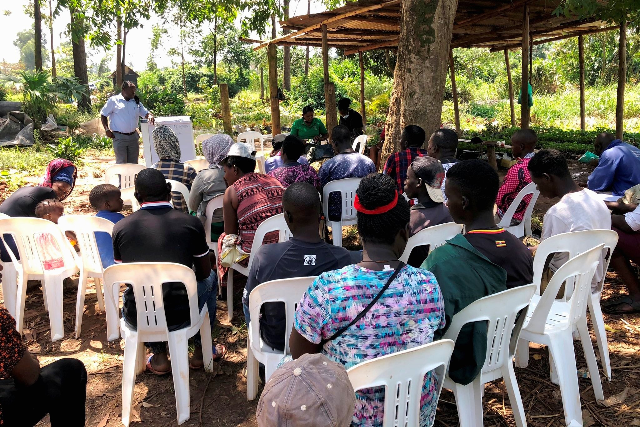 The Principal Investigator, Dr. Edward Nector Mwavu (Standing) during the skilling of roadside plant nursery owners on business management and sustainable practices on 11th November 2021 in Kawanda.