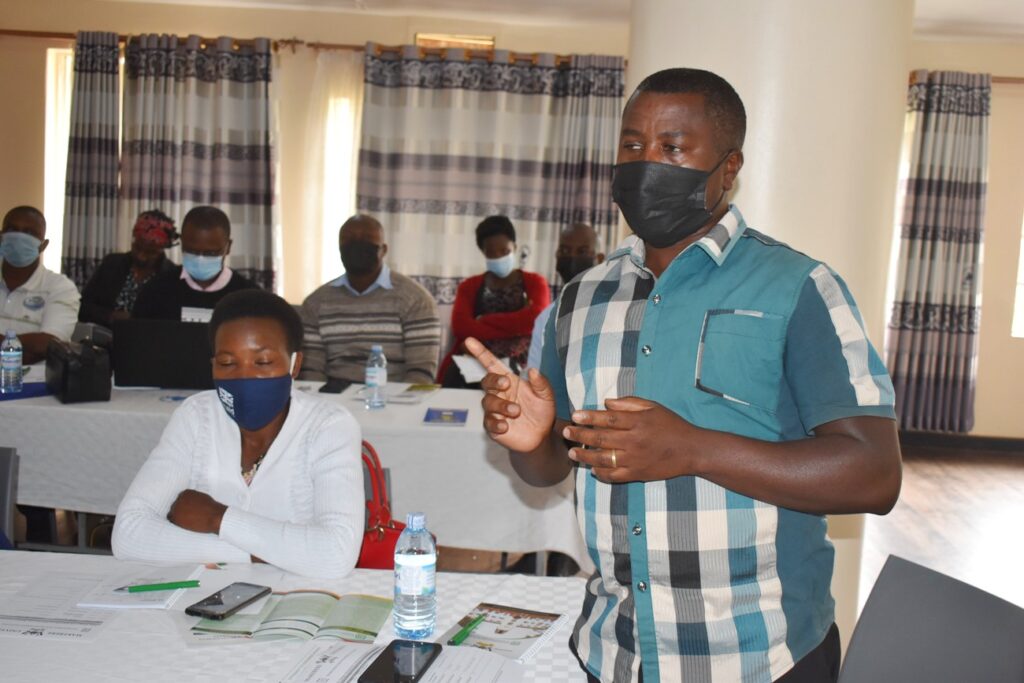 A participant contributes to the discussion during the meeting.