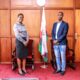 The Dean of Students, Mrs. Winifred Kabumbuli (L) with the Director of Social & Student Affairs Office at Somali National University (SNU), Mr. Ismail Abdullahi Ibrahim (R) during their meeting on 23rd November 2021 in the Dean's Office, Senate Building, Makerere University.