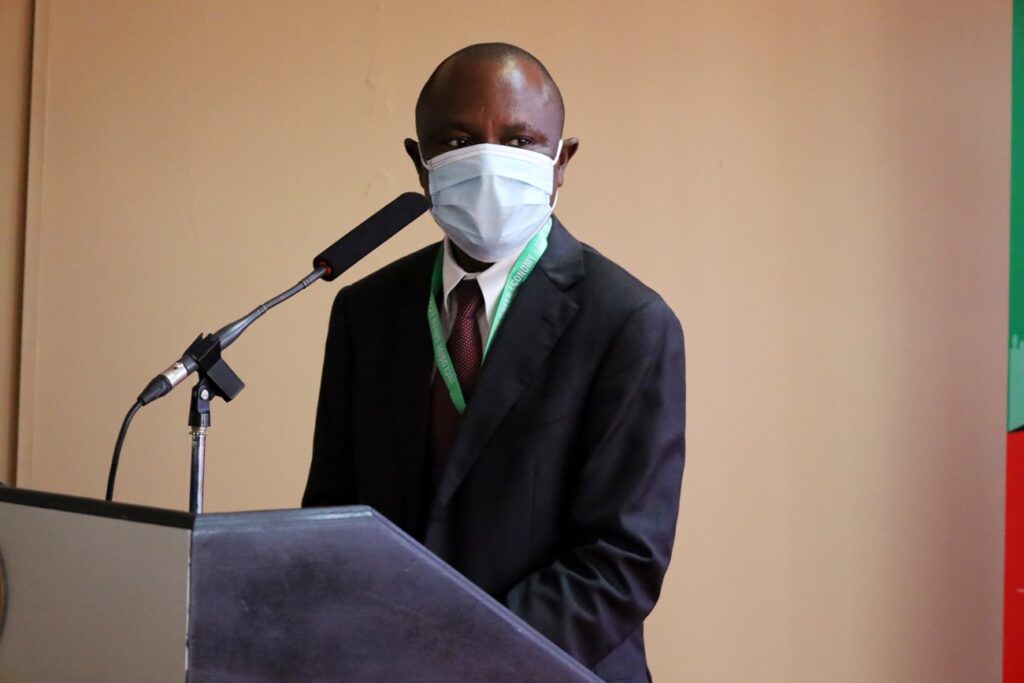 The Principal, College of Business and Management Sciences-Assoc. Prof. Eria Hisali addresses participants at the opening ceremony. 