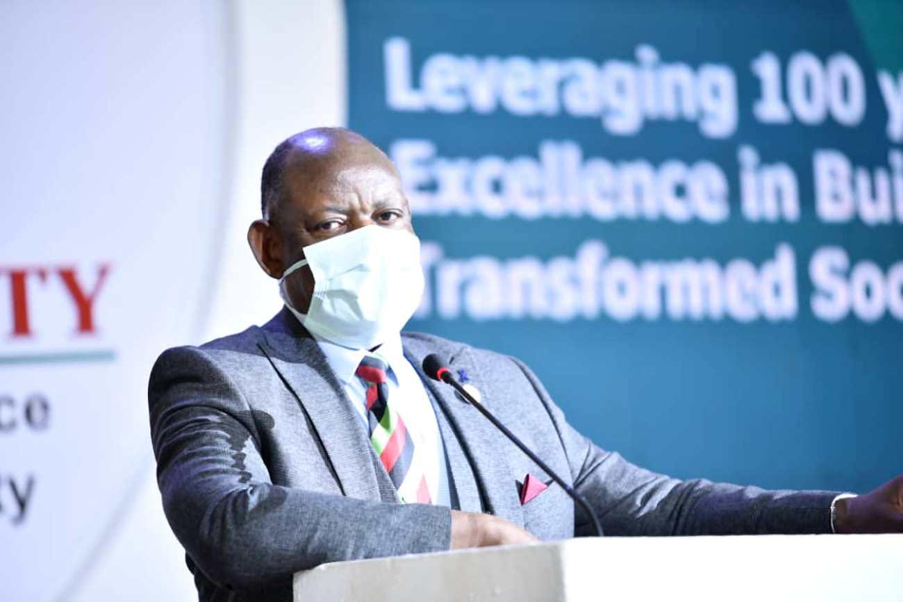 Makerere University Vice Chancellor Prof.Barnabas Nawangwe speaking at the Stakeholder Mobilisation Event on November 25th 2021. It was the first of many events that the university will host to mark its centennial journey.