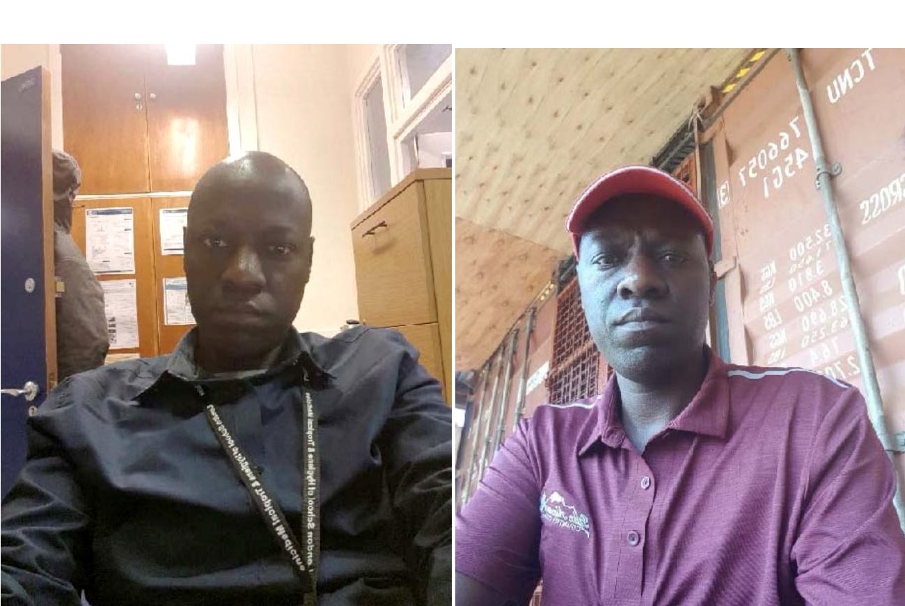 One of the authors, PhD Fellow Martin Mbonye, Left: While at the London School before Covid-19 struck and Right: during fieldwork. Photo credit: THRiVE