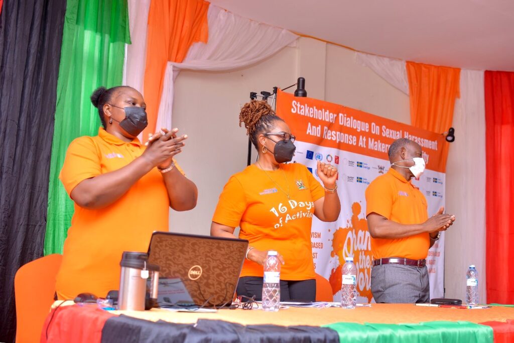 R-L: Prof. Barnabas Nawangwe, Ms. Adekemi Ndieli and Dr. Euzobia Baine Mugisha participate in one of the activities during the Dialogue.