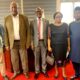 The Vice Chancellor, Prof. Barnabas Nawangwe (C) with the Nigerian High Commissioner to Uganda, H.E. Zanna Umaru Bukar-Kolo (2nd L) and members of his delegation during the meeting on 20th December 2021, CTF1, Makerere University.