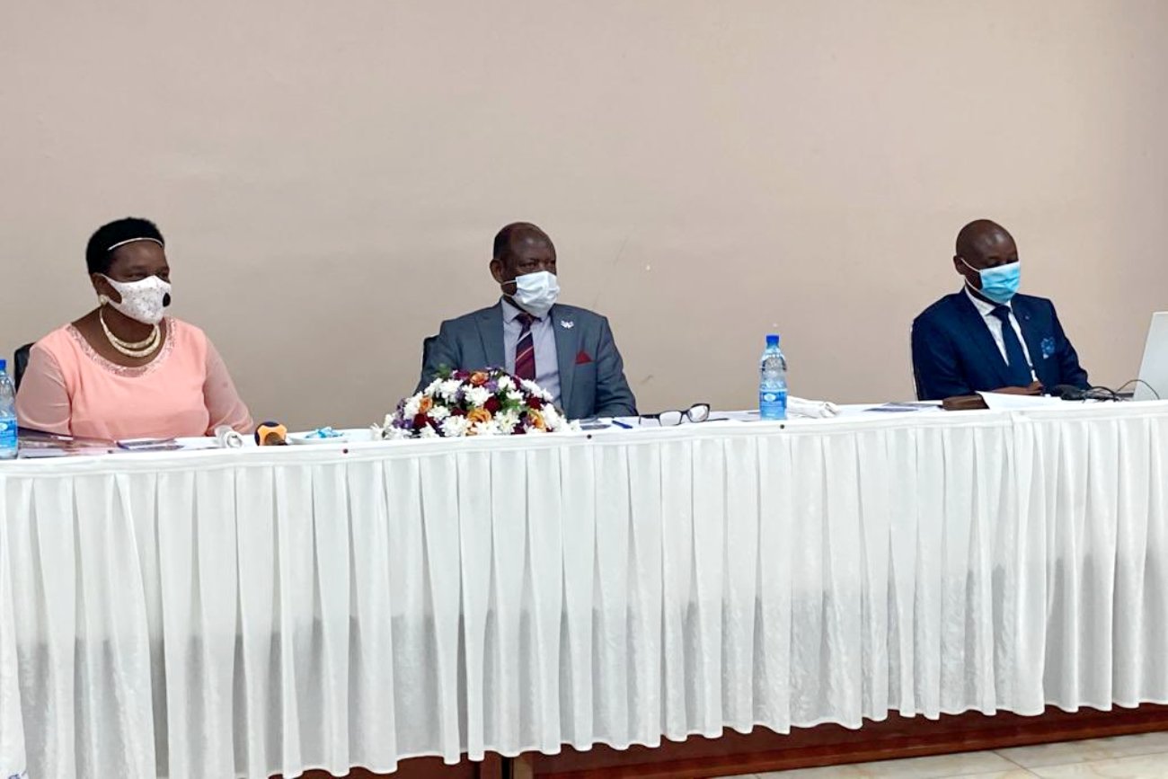 L-R: Hon. Peace Mutuuzo, Prof. Barnabas Nawangwe and Dr. Eddy J. Walakira at the Workshop on 30th November 2021, Hotel Africana, Kampala.