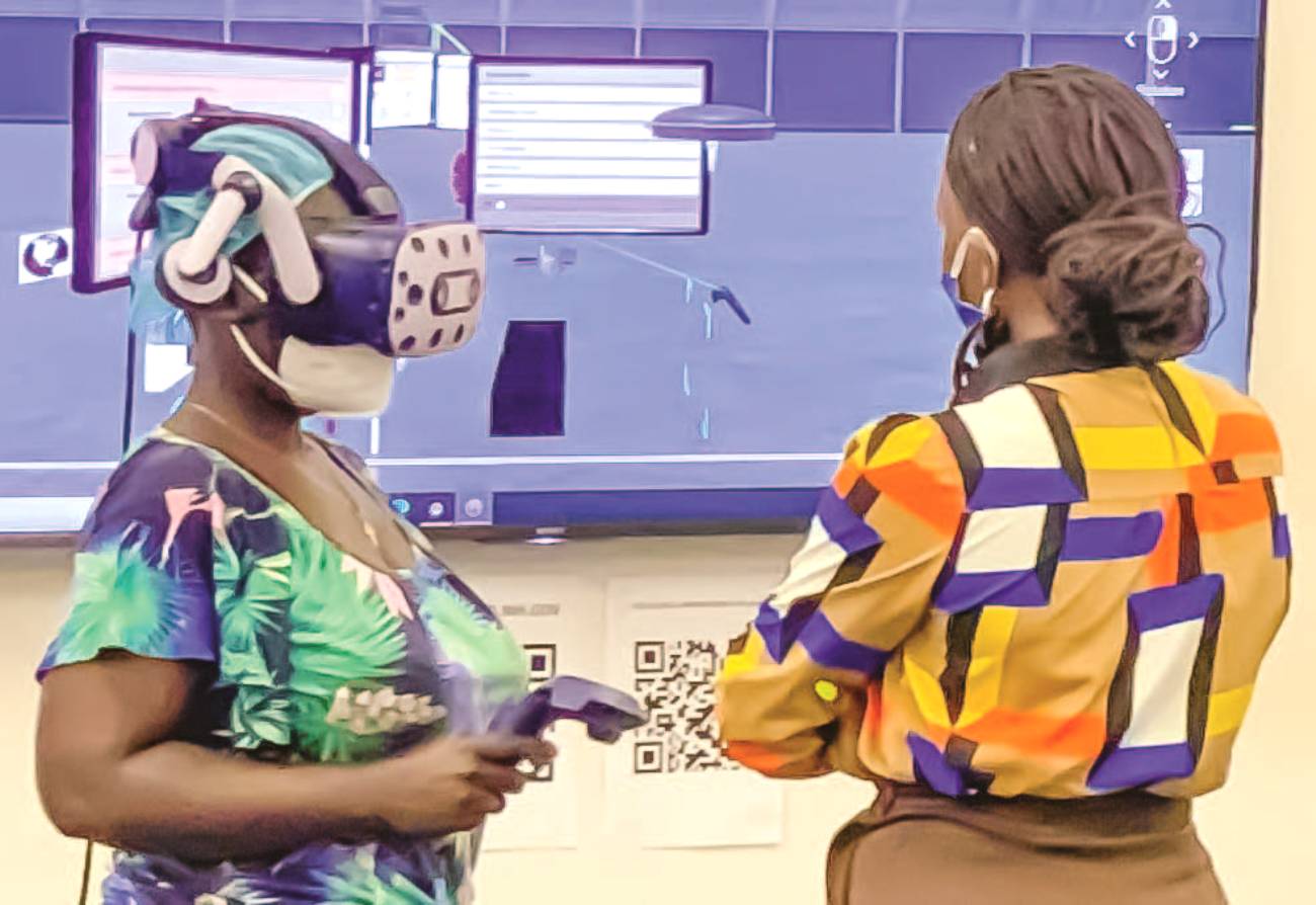 The state-of-the-art virtual reality classroom is being used to train frontline health care workers on Infection Prevention and Control practices. Photo credit: U.S. Mission in Uganda.