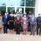 The Executive Secretary, Professor Adipala Ekwamu (C), with Deputy Executive Secretary, Dr. Florence Nakayiwa (3rd R) and other RUFORUM Officials with Beninese Ministers during the meeting. Photo credit: RUFORUM.
