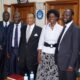 L-R Ms. Catherine Kanabahita, Kenyan High Commission Official, Chairperson of Council Eng. Dr. Charles Wana-Etyem, Dr. William Kalema, Rt. Hon. Prof. Apolo Nsibambi, Mrs. Anyang' Nyong'o and Prof. Peter Anyang' Nyong'o, pay courtesy call to Ag. Vice Chancellor Prof. Venansius Baryamureeba (R) prior to the Re-launch of the Makerere Africa Lecture Series on 2nd December 2011 at Makerere University, Kampala Uganda.