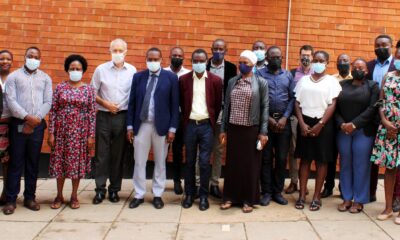 Dr. Susan Kavuma (5th L) and Mr. Emmanuel Keith Kisaame (7th L) with researchers and participants that took part in the dissemination on 19th January 2022 at CoBAMS, Makerere University.