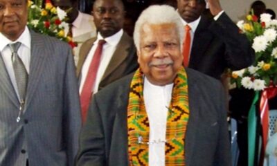 Prof. Ali A. Mazrui (Front) makes his way into the Main Hall, Makerere University at the Mazruiana Project Launch on 11th August 2009.