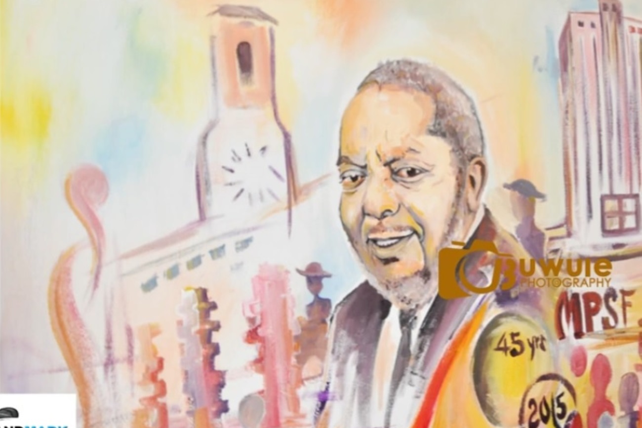 A live painting of the Inauguration of the Professor Emmanuel Tumusiime-Mutebile Chair in Monetary Policy, Banking and Finance held on 27th October 2015 in the Main Hall, Makerere University. Photo credit; Landmark Media.
