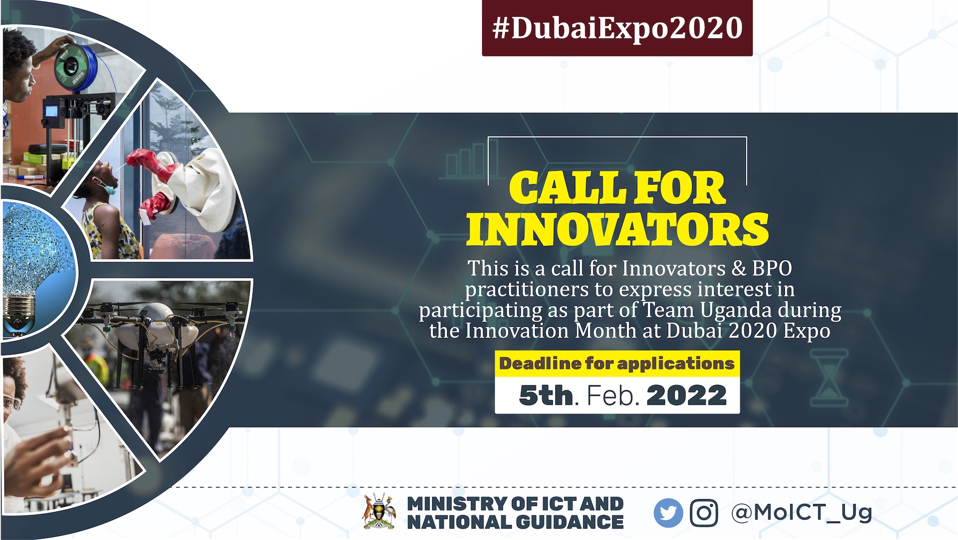 MoICT Call For Participation: Innovation Month - Dubai 2020 Expo. Deadline: 5th February 2022.