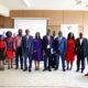 The Principal CEES and Principal Investigator, ADAPT Project-Makerere University, Prof. Anthony Muwagga Mugagga (6th L) with other officials at the Project Launch on 17th February 2022 in the Council Room, CTF1.
