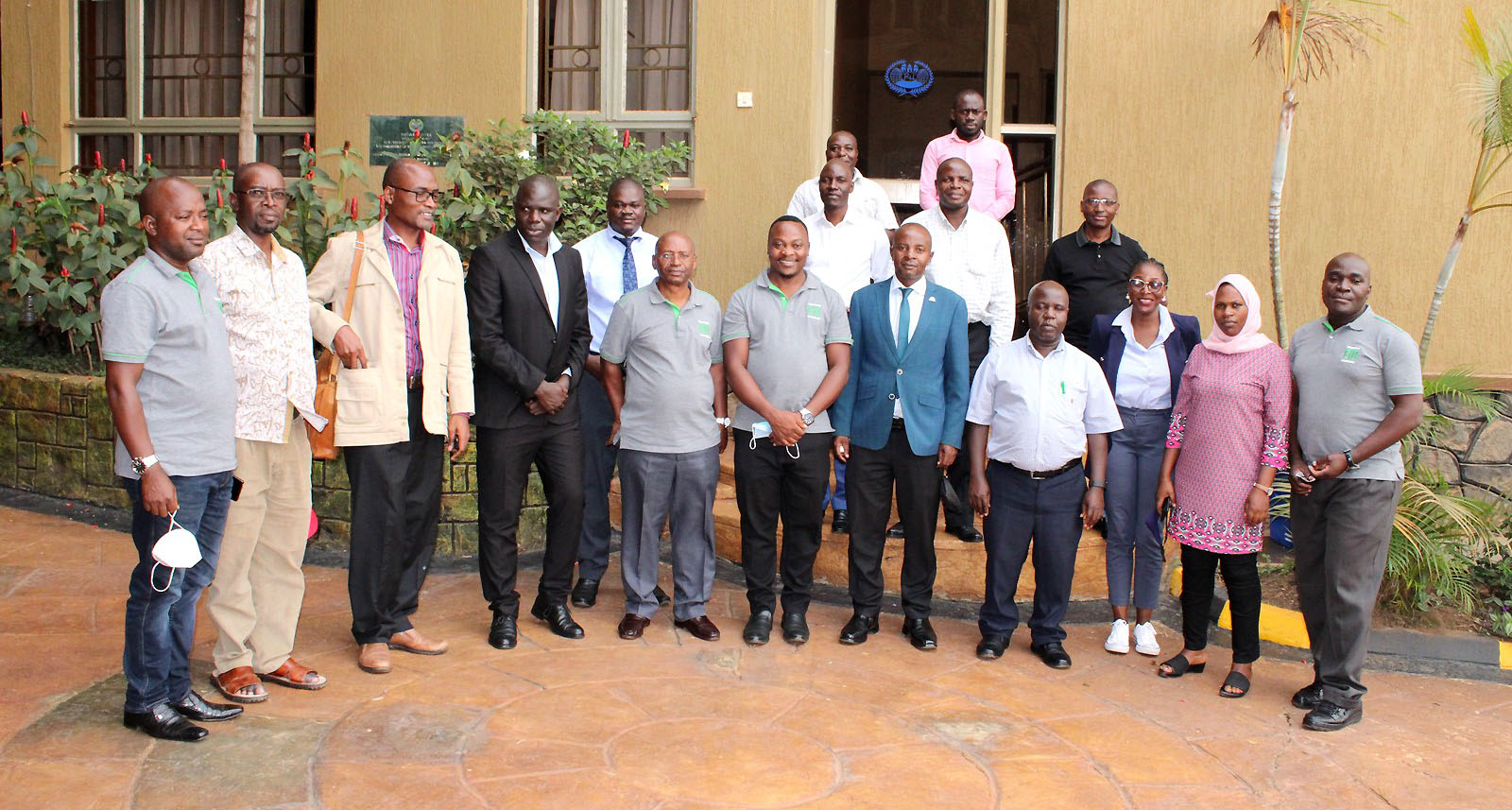 Some of the participants in the Strategic Plan Retreat (15th-18th February 2022) posing for a group photo with the EfD-Mak Centre Director-Prof. Edward Bbaale (5th R) at Ridar Hotel, Seeta.