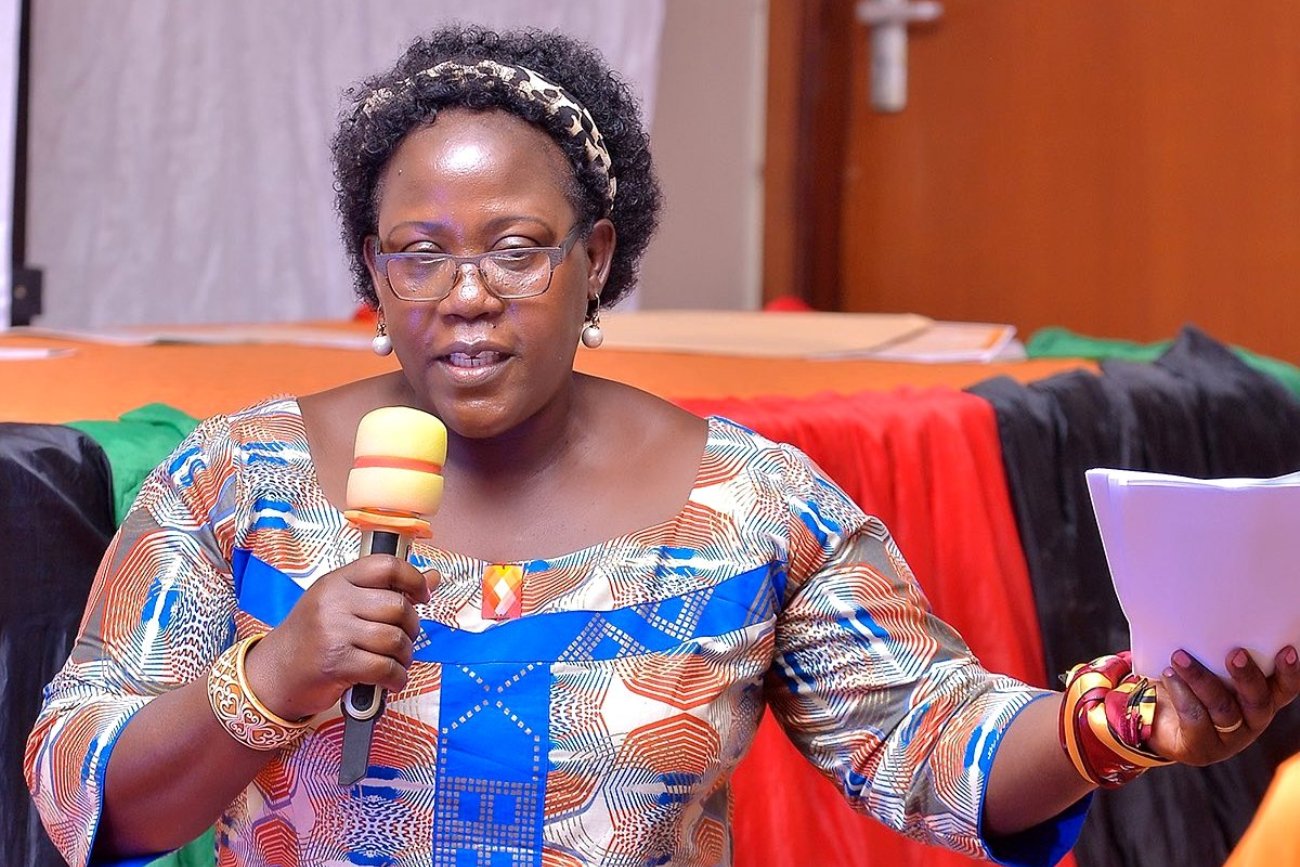 The Principal, College of Humanities and Social Sciences (CHUSS), Prof. Josephine Ahikire delivers the keynote address at the Stakeholders Stocktaking Dialogue on Sexual Harassment and Response at Makerere University.