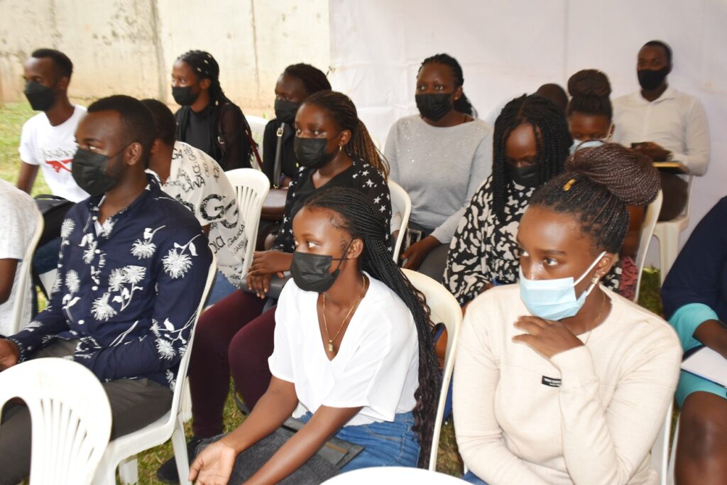 Some of the Fresh Men and Women listen keenly to the speakers. 