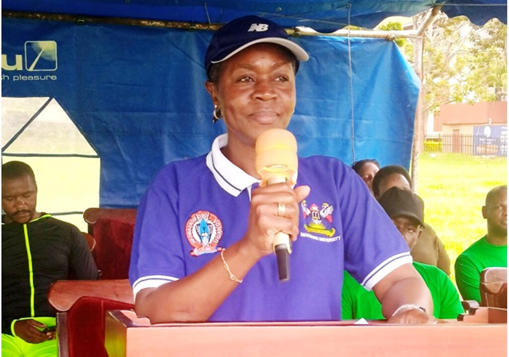 Mrs. Winfred Kabumbuli the Dean of Students addressing the guests. (Photo by Alex Mugalu)