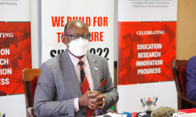 The Vice Chancellor, Prof. Barnabas Nawangwe responds to questions from journalists during the Press Conference on 7th February 2022, CTF1, Makerere University.