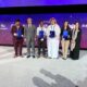 usolo Solomon Matanda, member of the Makerere students team (3rd left) receiving the first place award for the Field Development challenge at the IPTC 2022 closing ceremony, Riyadh, Kingdom of Saudi Arabia.