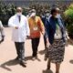 Dr. Bira Migrate (L), Prof. Josaphat Byamugisha (2nd L), Prof. Phillipa Musoke (2nd R) and other Members of the Medical School Class of 1976 during their tour of the University Hospital premises. (Photo by Alex Mugalu)