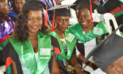 Some of the Female Masters Graduands from the College of Agricultural and Environmental Sciences (CAES) smile for the camera during Day 1 of the 70th Graduation Ceremony on 14th January 2020, Freedom Square, Makerere University.