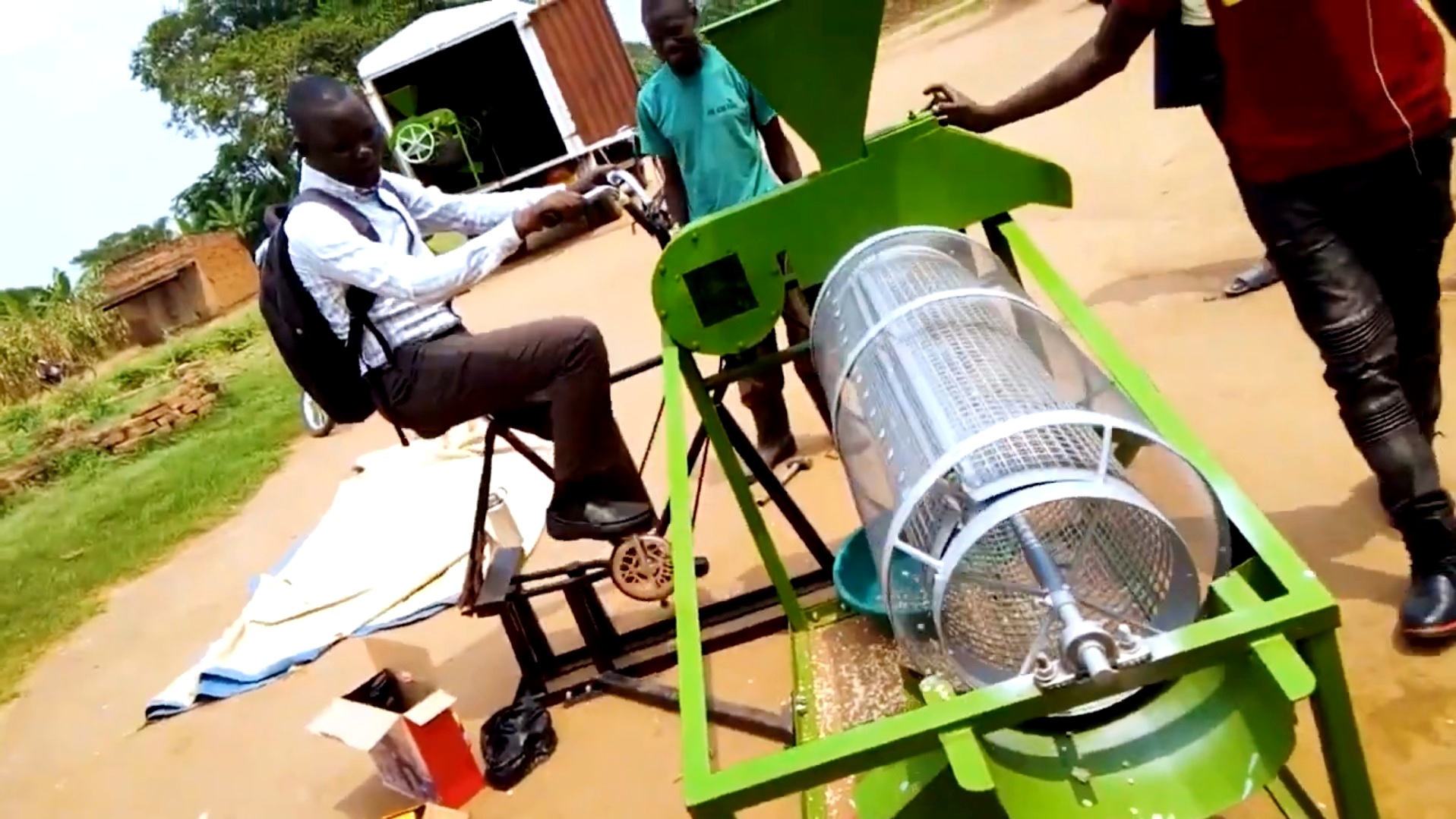 The Pedal-Operated Seed Cleaner (PoS Cleaner) designed by Students and Staff of the Department of Agricultural and Biosystems Engineering (DABE), College of Agricultural and Environmental Sciences (CAES), Makerere University.