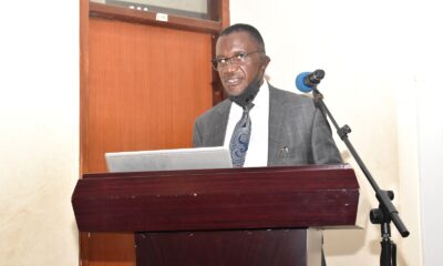 The Principal Investigator, Prof. Samuel Kyamanywa gives an overview of the ICOPSEA Project during the closing meeting on 7th April 2022, SFTNB Conference Hall, Makerere University.