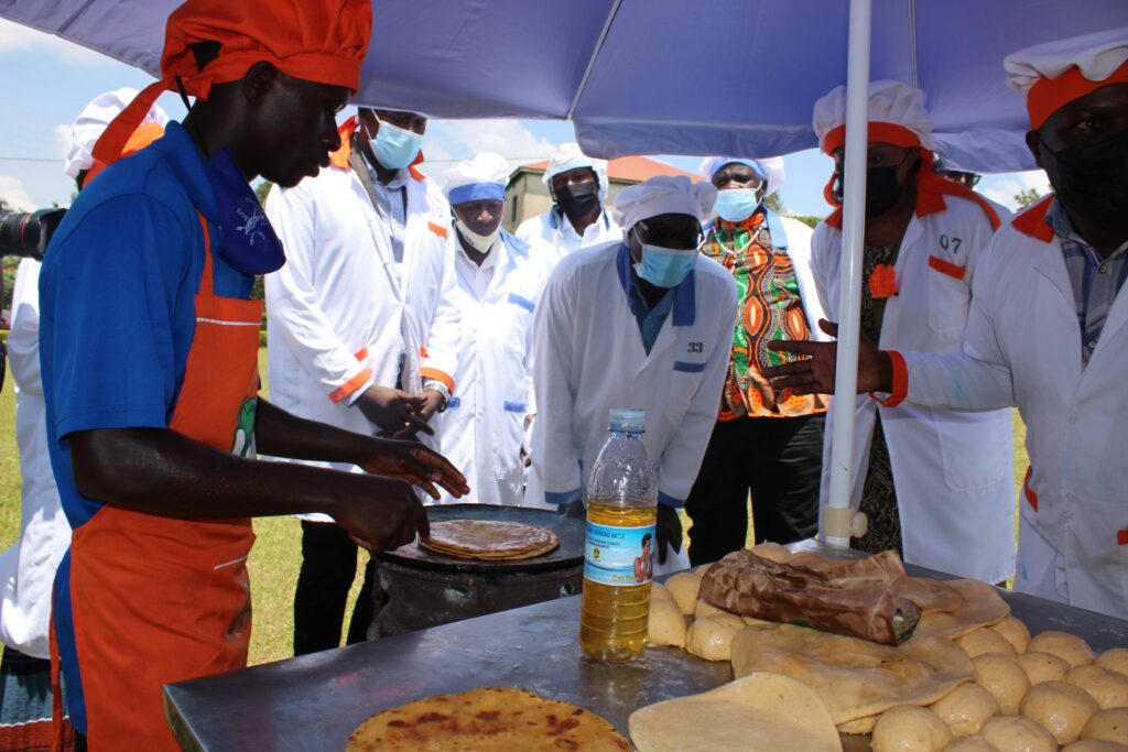 Participants touring the chapati stalls making use of OFSP Puree