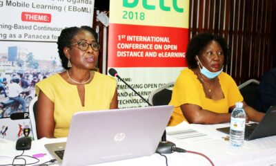 Prof. Doyin Coker-Kola (L) and Dr. Harriet Nabushawo (R) during the discussion held in the AVU Conference Room, College of Education and External Studies (CEES), Makerere University.