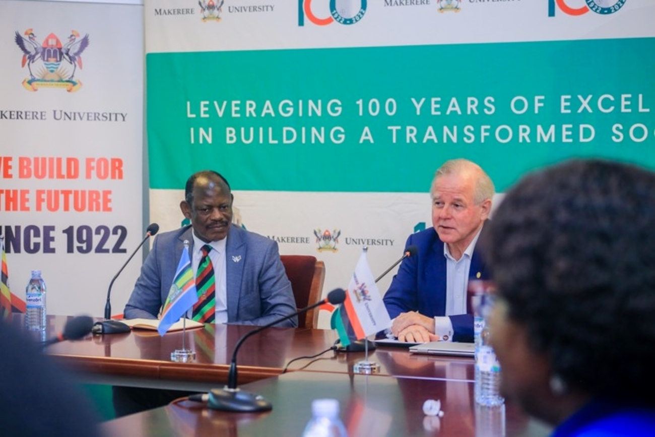 Barnabas Nawangwe, Vice Chancellor of Makerere University and Ole Petter Ottersen, President of KI. Photo: Timothy Nkwasibwe