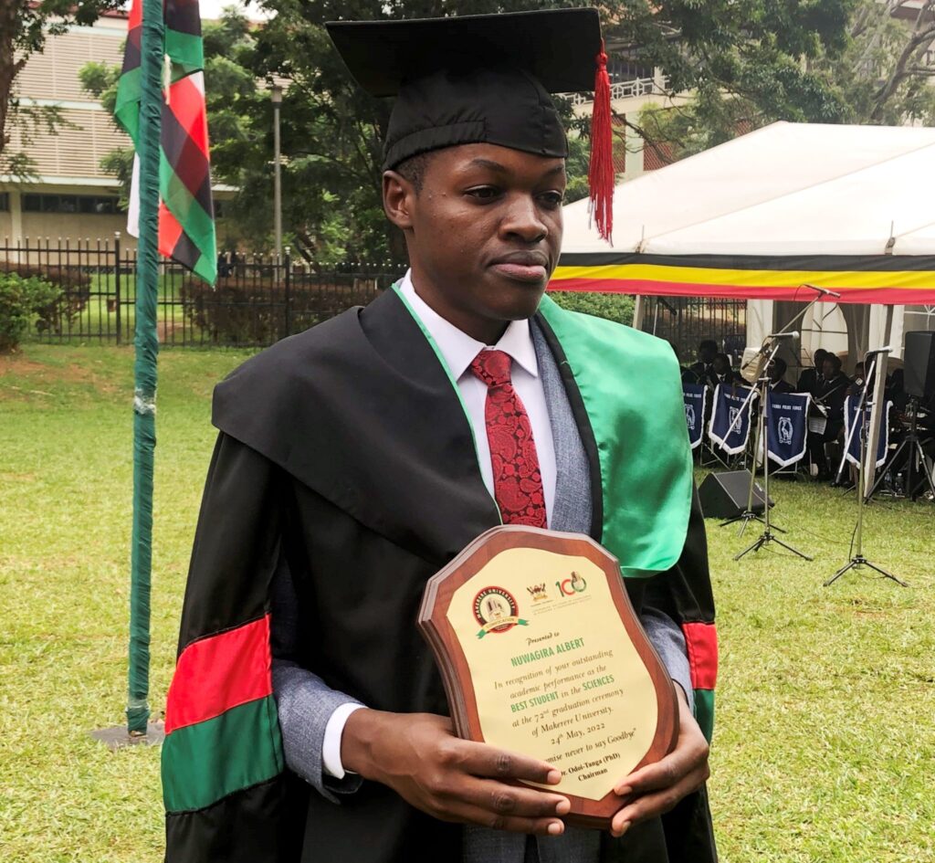 Mr. Nuwagira Albert the Best Sciences Student scored a CGPA of 4.82 in the Bachelor of Food Science and Technology. 