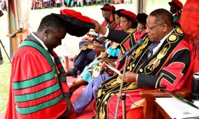 Dr. Tonny Obua, one of the PhD graduates from CAES receiving his doctorate from the Chancellor.