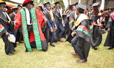 CoCIS Graduands dancing during the Third Session of Makerere University's 72nd Graduation Ceremony on 25th May 2022.
