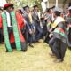 CoCIS Graduands dancing during the Third Session of Makerere University's 72nd Graduation Ceremony on 25th May 2022.