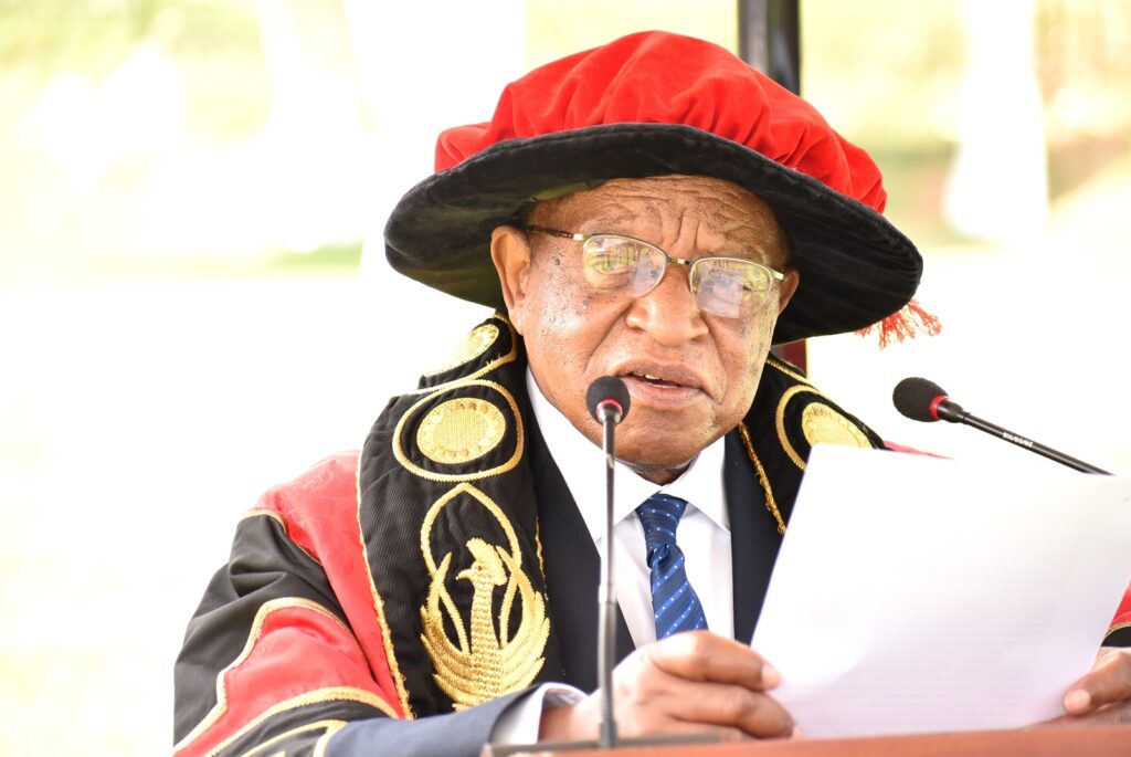 The Chancellor, Prof. Ezra Suruma delivers his remarks at the first session of the 72nd graduation ceremony on 23rd May 2022