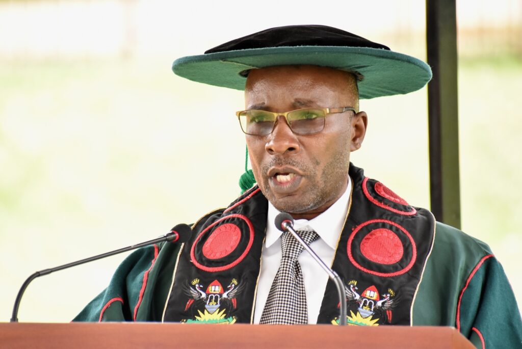 The Dean, School of Biosciences, Prof. Arthur Tugume presents graduands at the first session of the 72nd graduation ceremony