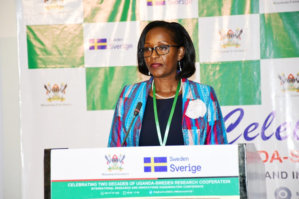 Mrs. Lorna Magara addresses delegates at the Opening Ceremony. 