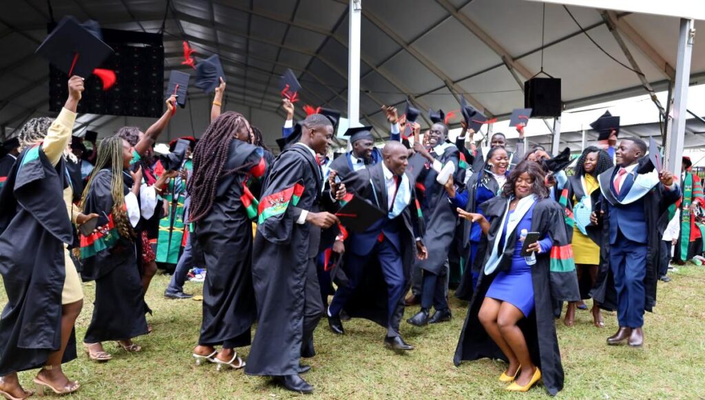 CHUSS graduands celebrating during the music interlude