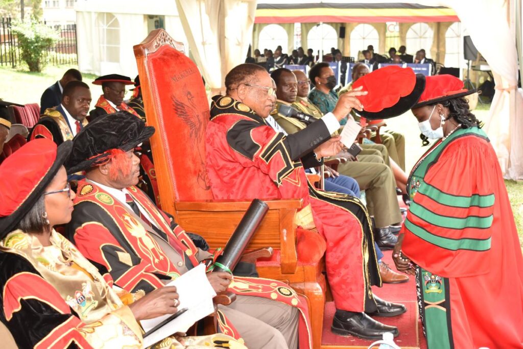 Prof. Ezra Suruma confers a PhD to one of the students