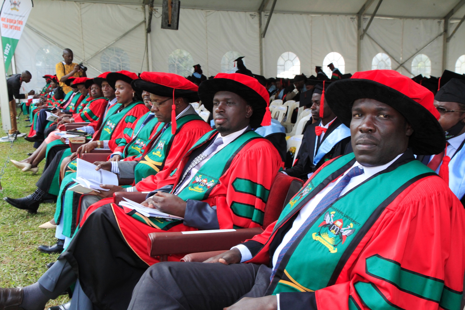 Some of the PhD Graduands from CHUSS during the Fifth and final Session of the 72nd Graduation Ceremony of Makerere University on 27th May 2022.