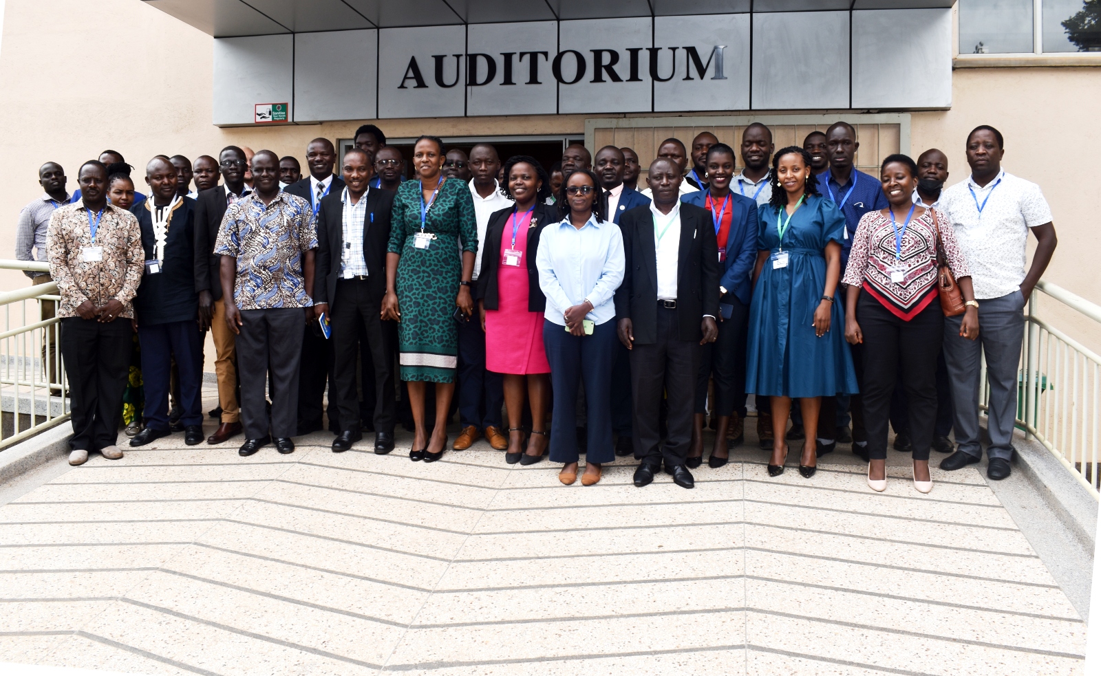 Front Row: The Principal CoNAS, Prof. Winston Tumps Ireeta (4th L-Black Coat), Head Chemistry Department, Dr. John Wasswa (3rd L) and the ECSDevelop Project PI, Dr. Christine Betty Nagawa (5th L-Green dress) with other delegates at the Launch on 8th June 2022, CTF2 Auditorium, Makerere University.