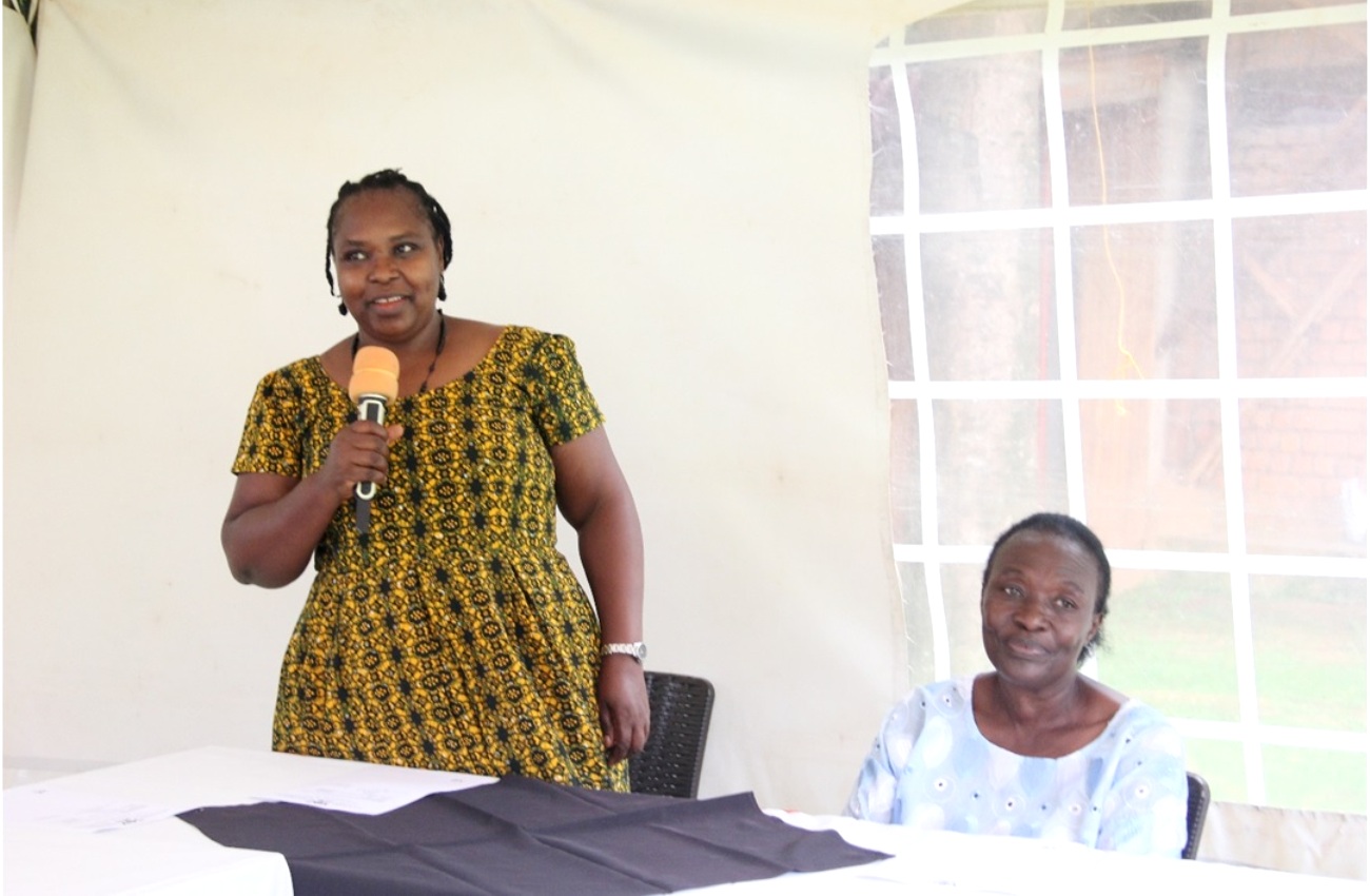 The Director, Gender Mainstreaming Directorate (GMD), Dr. Euzobia Mugisha-Baine (L) and Ms. Frances Nyachwo (R) during the latter's farewell dinner on 4th May 2022 at the Makerere University Guest House.