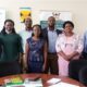 Right to Left: Dr. Onyango Jude (H.O.D) Family Medicine, Irene Rebecca Namatende (Quality Assurance Officer MakCHS), Dr. Haruna Muwonge (Physiology), Prof. Elizabeth Ekirapa (H.O.D. HPPM), Dr. Munanura Edson (Pharmacy), Adikini Josephine (School of Public Health) and Racheal Mirembe- Principal's Office MakCHS) during the site Visit to the Department of Health Policy Planning and Management (HPPM), MakSPH.