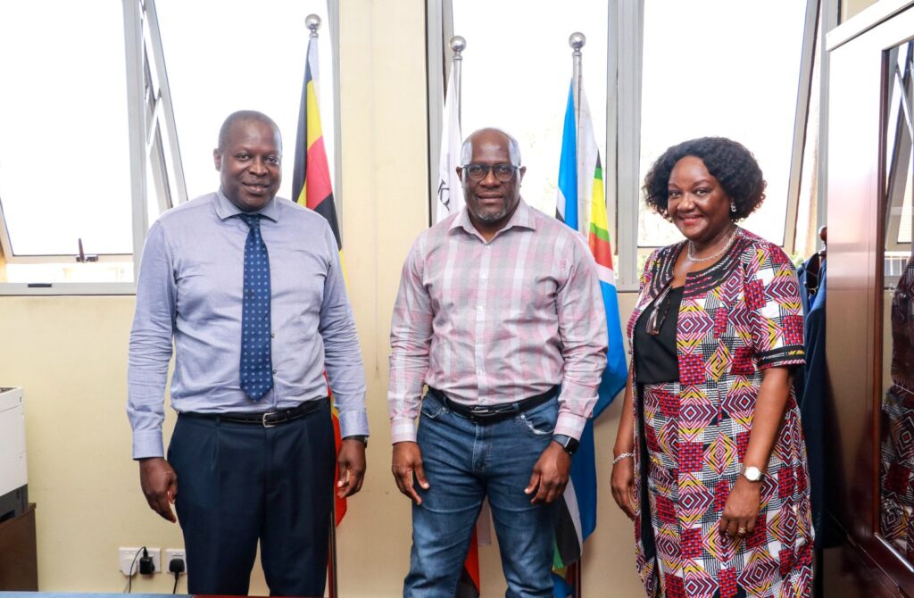 L-R: Acting VC Prof. Tonny J. Oyana, BMGF's Dr. William Sambisa and MakSPH Dean Prof. Rhoda Wanyenze.